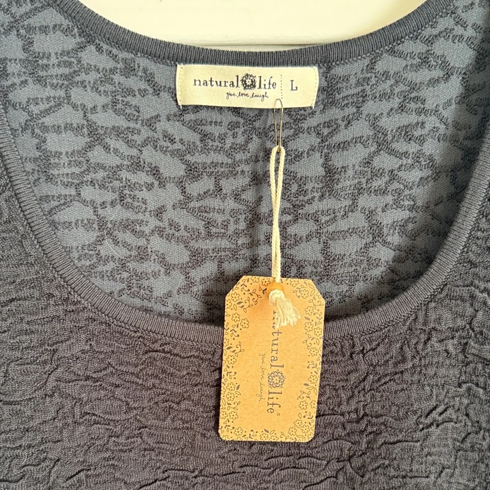 NATURAL LIFE Black Textured Long Sleeve Top - Picture 2 of 3